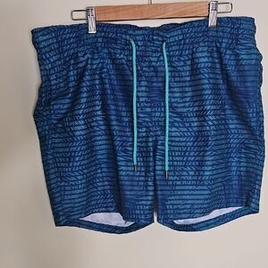 Blue Patterned Men's Swim Shorts